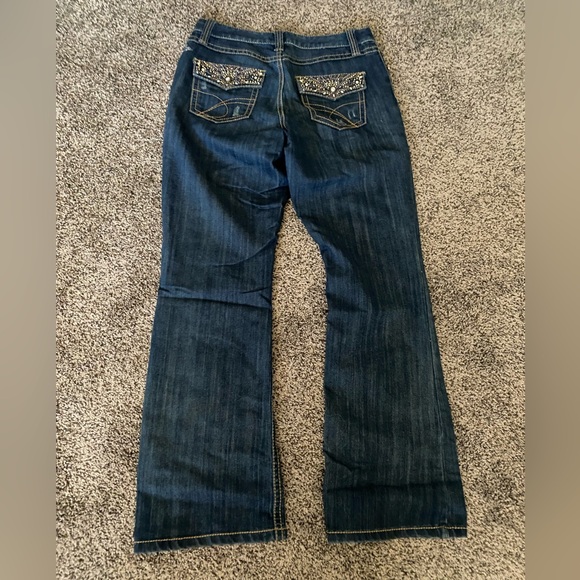 INC International Concepts 6 Jeans Curvy Fit Boot Cut Stretch Rhinestone Denim - Picture 4 of 7